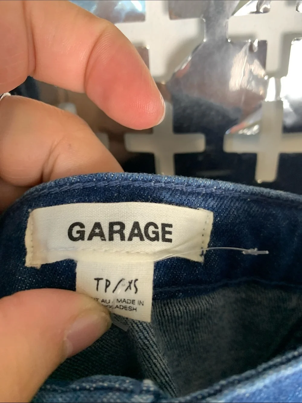 Garage Navy Blue Button-Down Denim Mini Dress